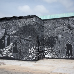 Irvin Aguilar, La Linea en la Memoria, Mural, 2018. Photo courtesy of Sharelly Emanuelson