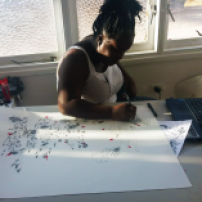 Martinican artist Gwladys Gambie at work